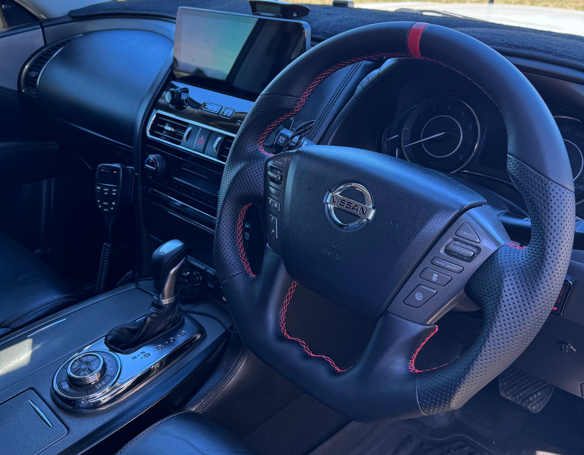Sports Black Leather Steering Wheel – Nissan Y62 Patrol