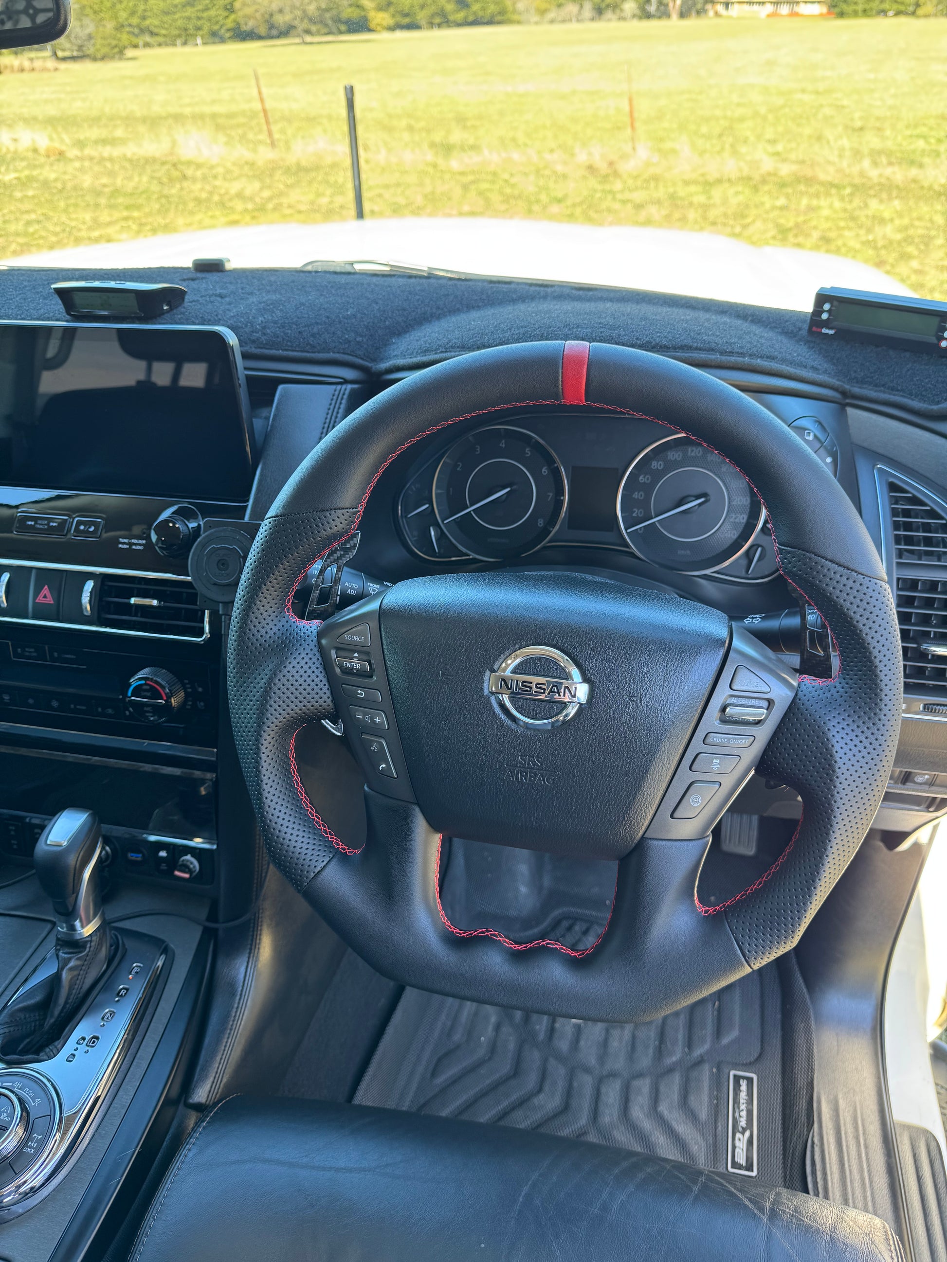 Sports Black Leather Steering Wheel – Nissan Y62 Patrol